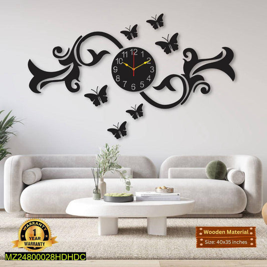 Black Butterfly Wall Decor – 40×35cm MDF 3D Design | Elegant Home Decoration Piece