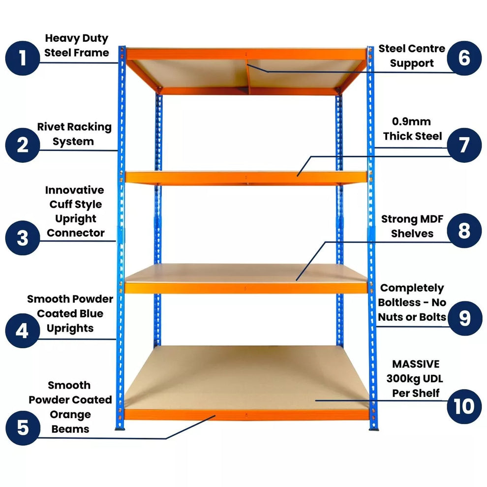 Heavy Duty Warehouse Racking Garage Shelving Storage Shelves Metal Shelf Unit 180x120x60cm