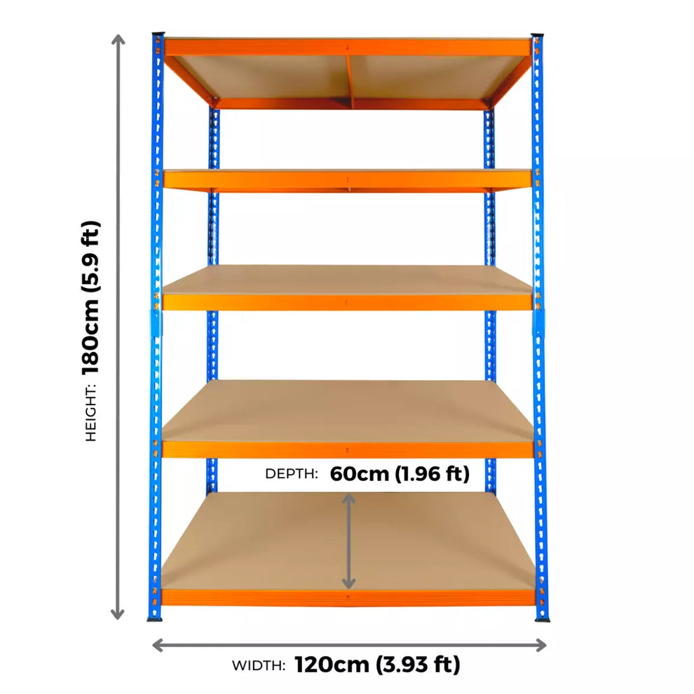 Heavy Duty Warehouse Racking Garage Shelving Storage Shelves Metal Shelf Unit 180x120x60cm