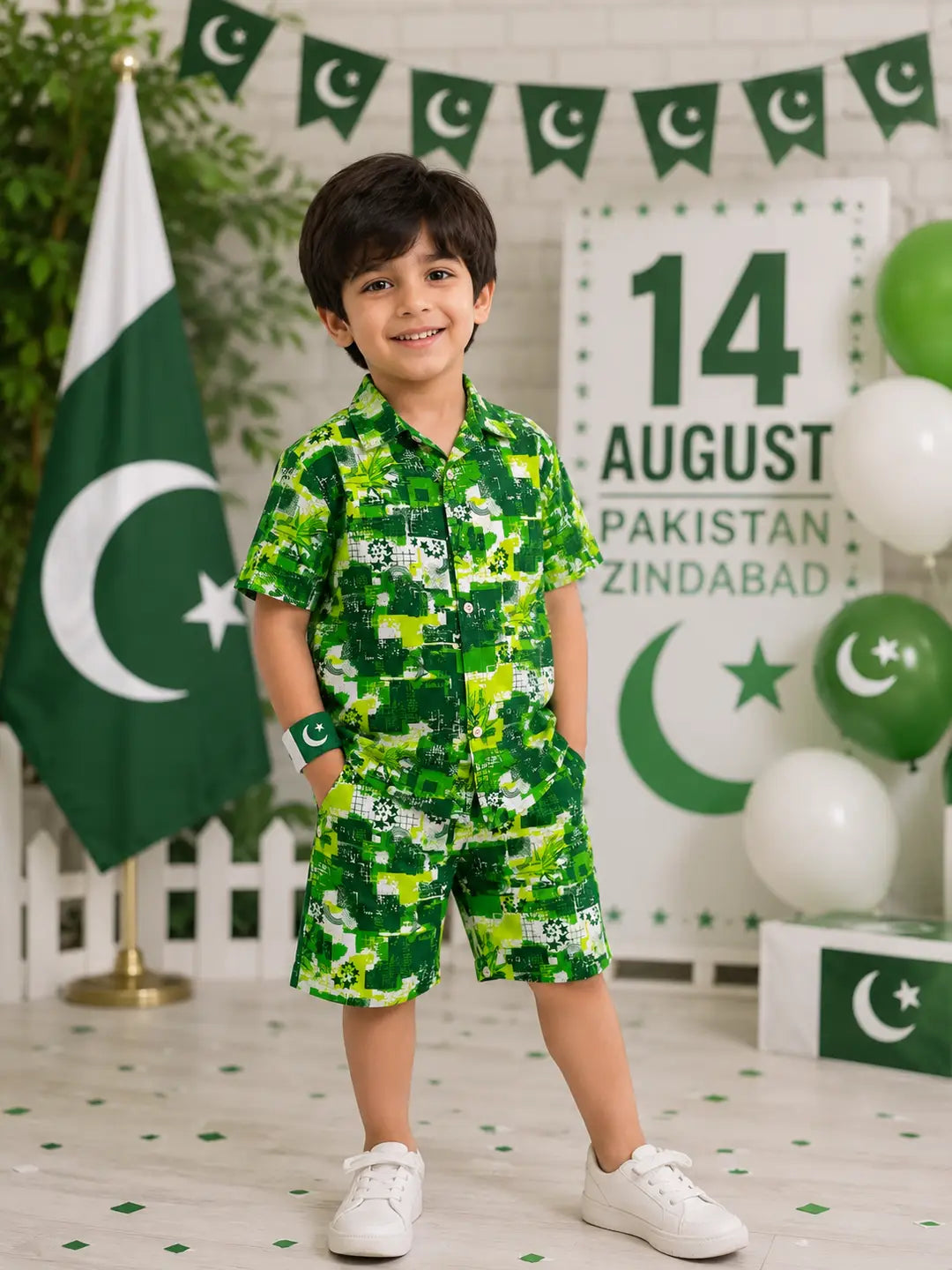14 August Kids Boys 2-Piece Shirt & Shorts Set