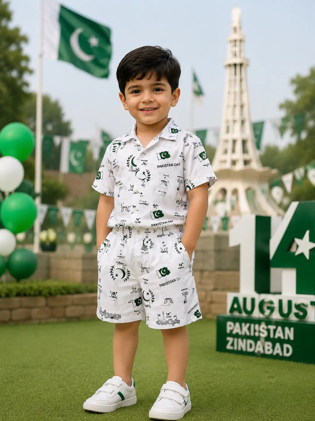 14 August Kids Boys 2-Piece Shirt & Shorts Set